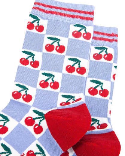 Bamboo Cherry Checkerboard Socks
