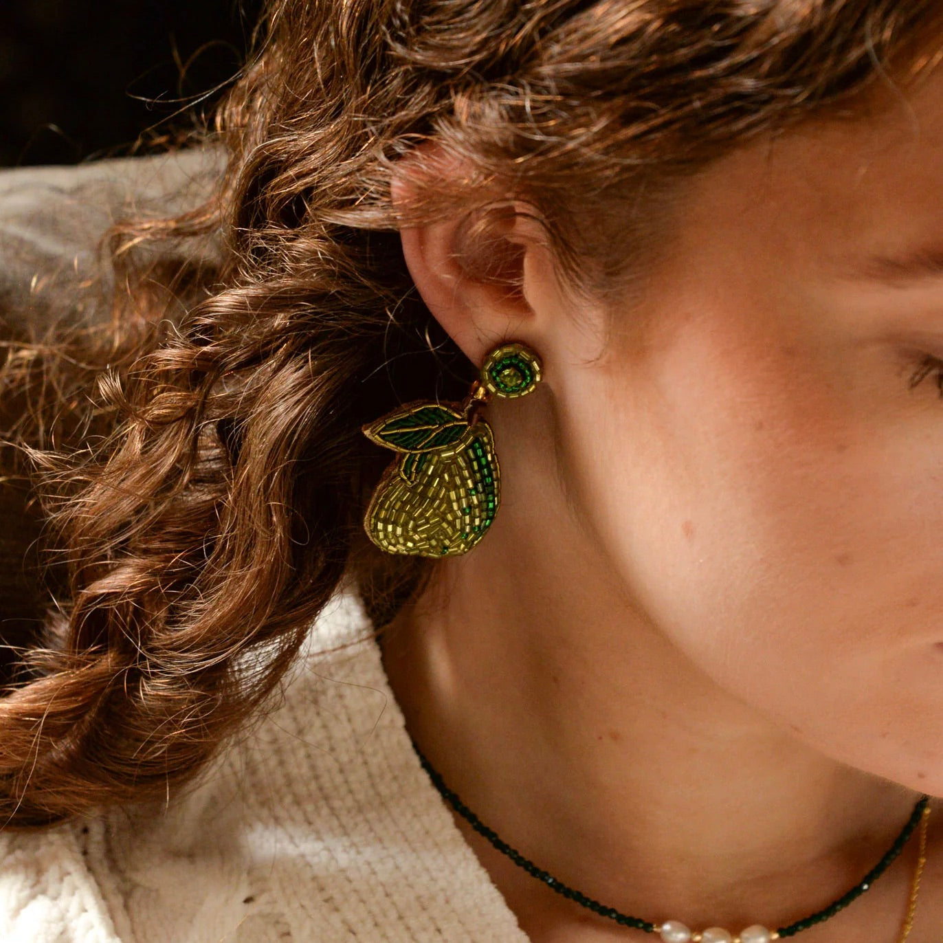 Green Pear Drop Earrings