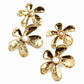 Gold Double Flower Pearl Drop Earrings