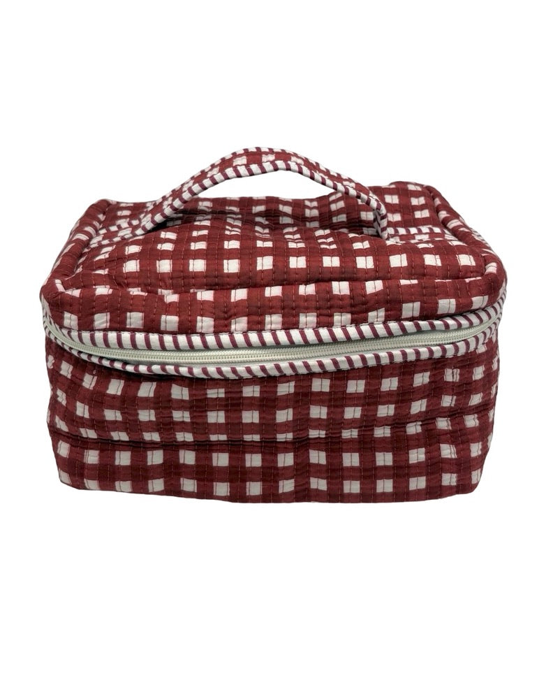Gingham Trio Vanity Block Print Cosmetic Bags
