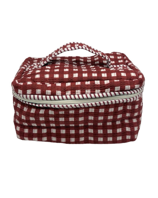 Gingham Trio Vanity Block Print Cosmetic Bags