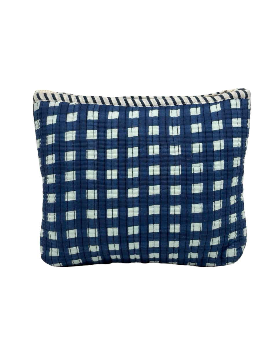 Gingham Trio Vanity Block Print Cosmetic Bags