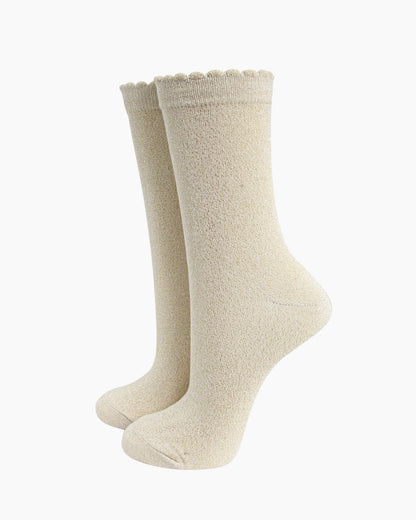 Women's Plain Glitter Socks