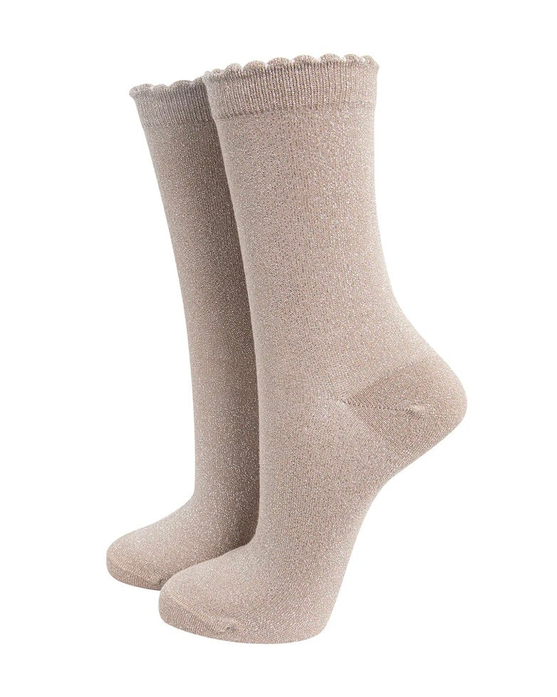 Women's Plain Glitter Socks