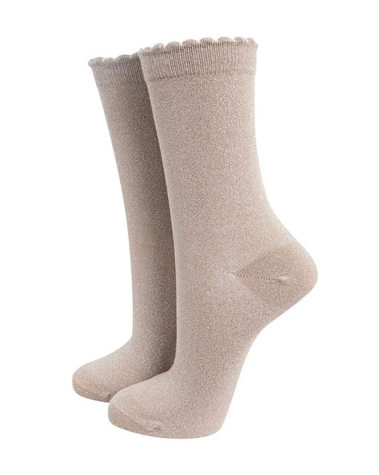 Women's Plain Glitter Socks