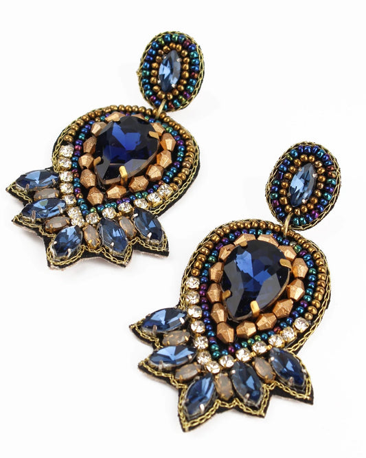 Blue & Gold Art Deco Earrings