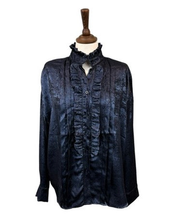 Livia Metallic Ruffle Blouse