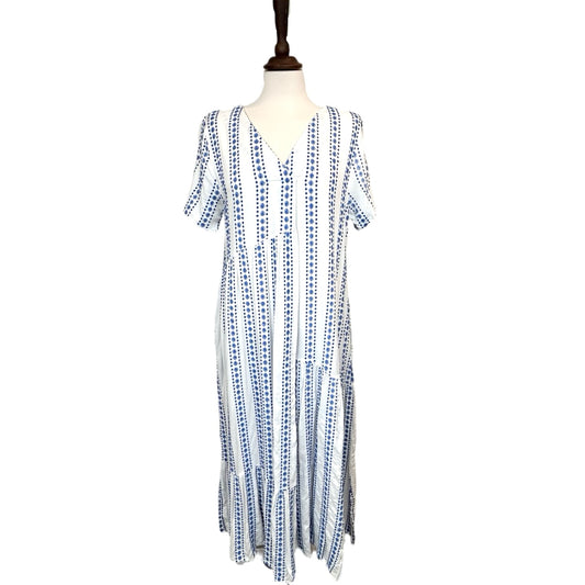 Susanne Stripe Assymetric Tiered Dress