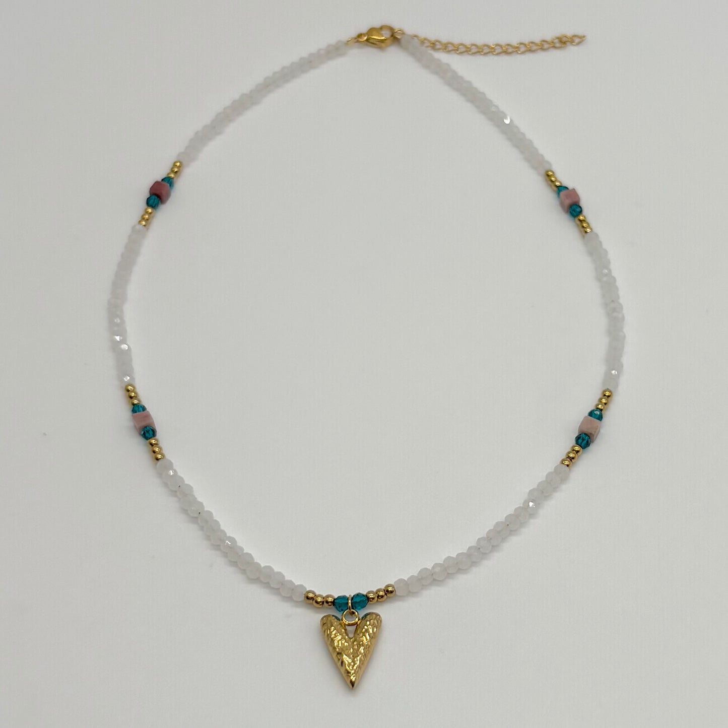Multi Bead & Heart Pendent Necklace