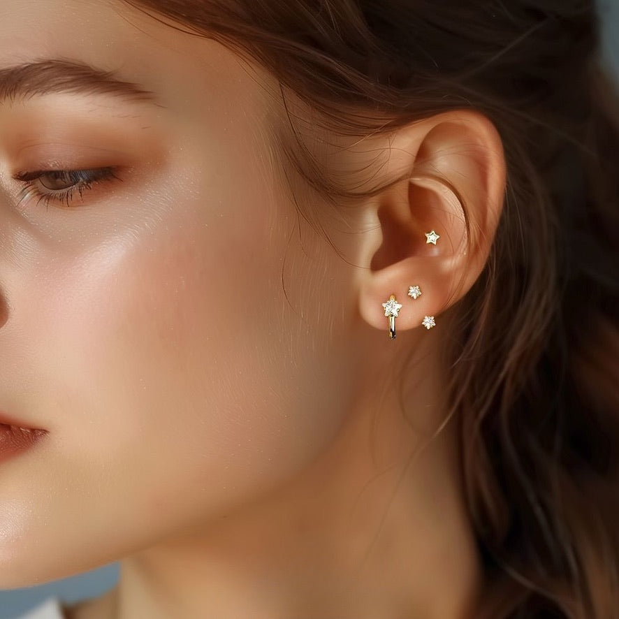 Gold Star Ear Jacket With Cubic Zirconia