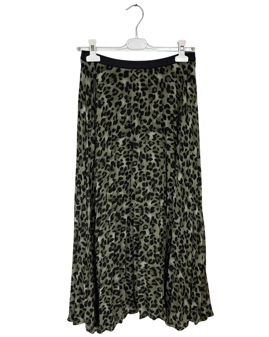 Leah Leopard Chiffon Pleated Skirt