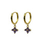 Gold Hoop With Purple Flower Cubic Zirconia Drop