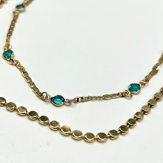 Double Layered Necklace with a Flat Chain