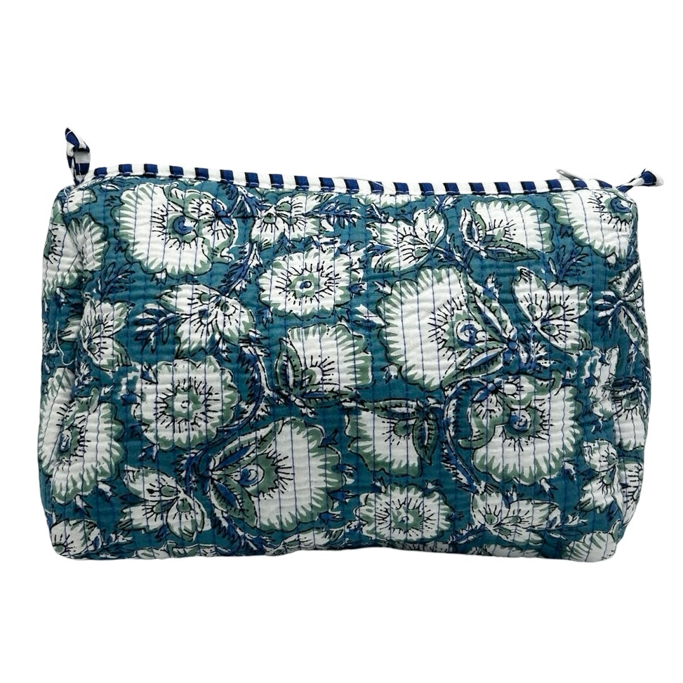 Poppy Block Print Trio Of Cosmetic Bags