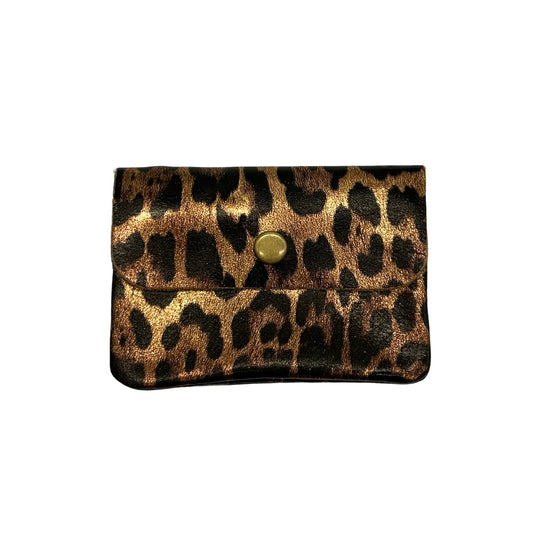 Metallic Leopard Print Leather Coin Purse