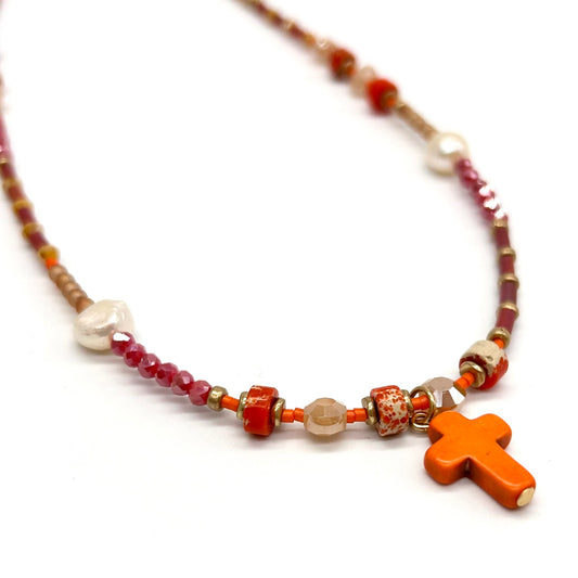 Crystal And Cross Necklace