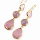 Pink Glass Triple Drop Earrings