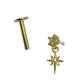 Gold Star Drop Stud With Small Cubic Zirconia