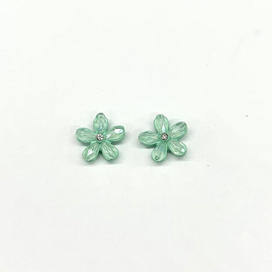 Glass Stone Flower Stud Earrings