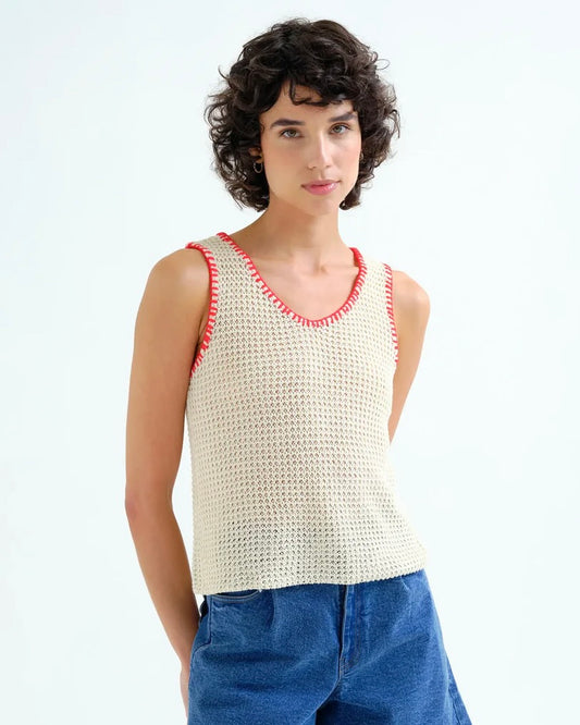Compania Fantastica Poala Open Knit Vest Top