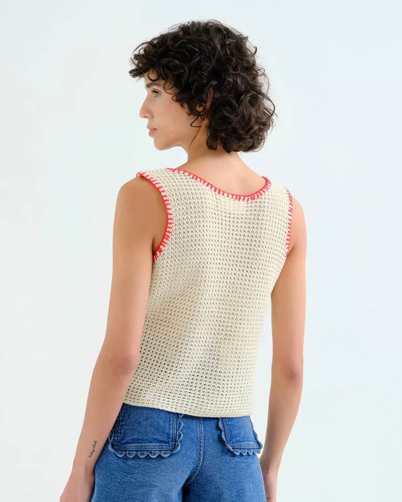 Compania Fantastica Poala Open Knit Vest Top