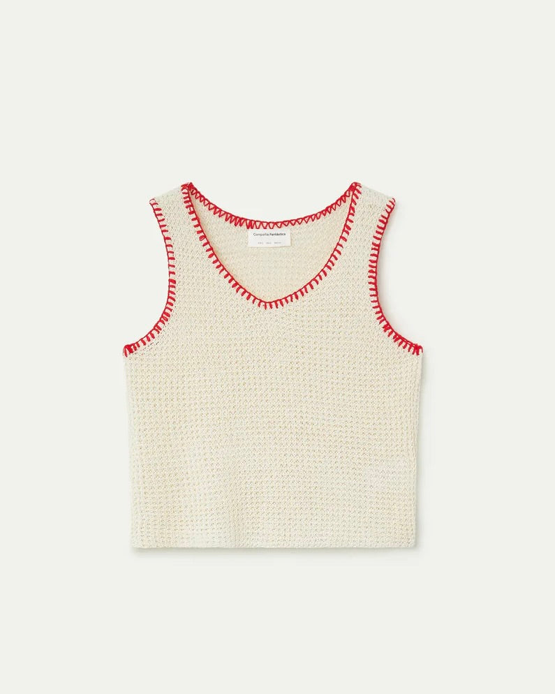 Compania Fantastica Poala Open Knit Vest Top