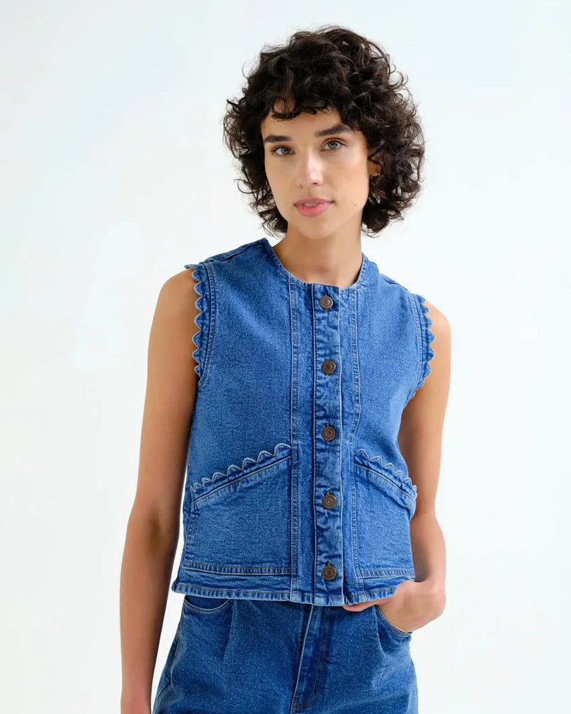 Compania Fantastica Evita Denim Waistcoat Top