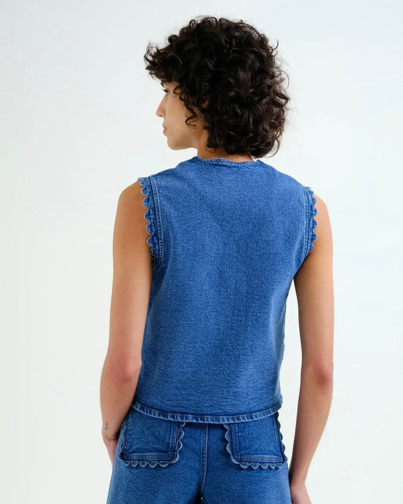 Compania Fantastica Evita Denim Waistcoat Top