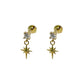 Gold Star Drop Stud With Small Cubic Zirconia
