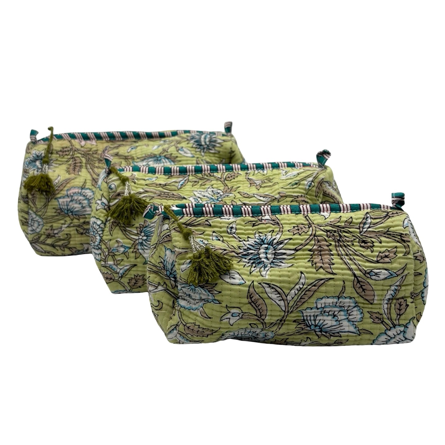 Poppy Block Print Trio Of Cosmetic Bags