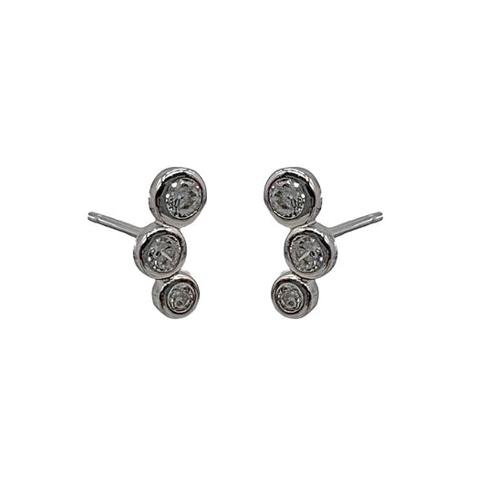 Silver Trio Stud With Cubic Zirconia