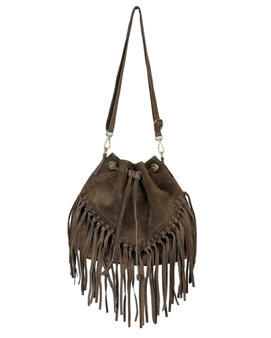 Suede Tassel Crossbody Bag