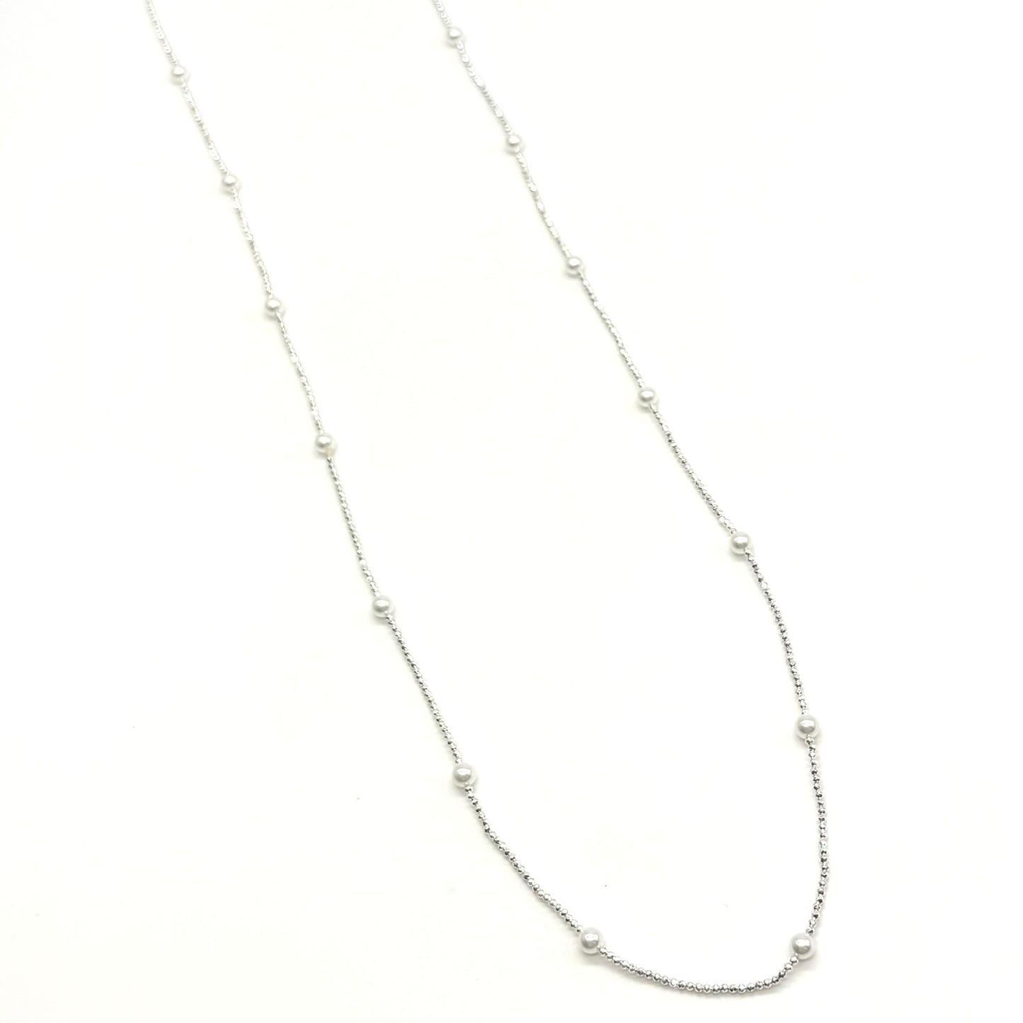 Chain Necklace With Glass Pearl Beads