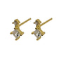 Gold Square Drop Stud With Cubic Zirconia