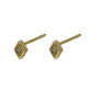 Gold Square Studs With Cubic Zirconia