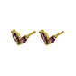 Gold Double Gem Stud With Purple Cubic Zirconia