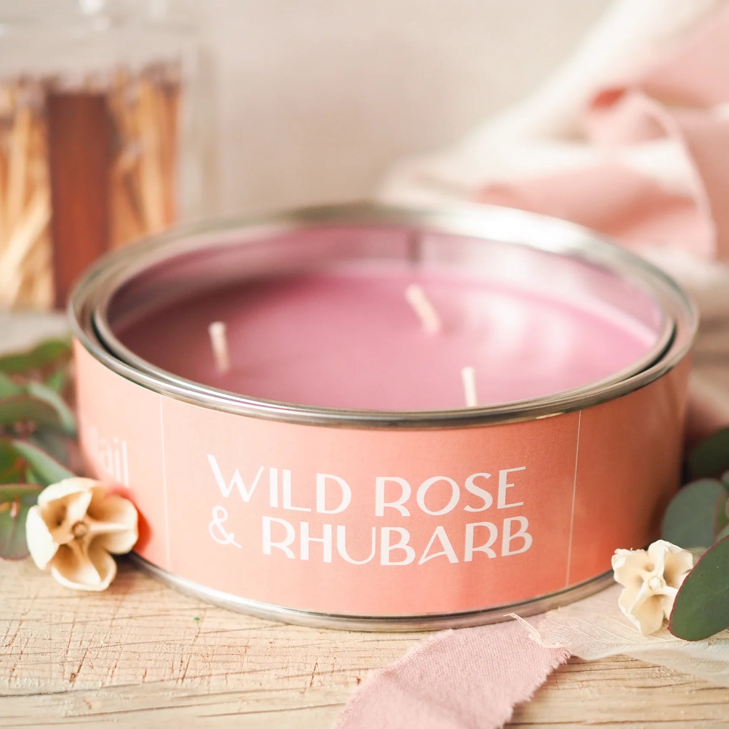 Wild Rose & Rhubarb Candle Tin