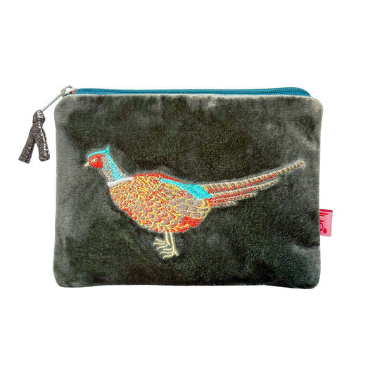 Pheasant Velvet Purse