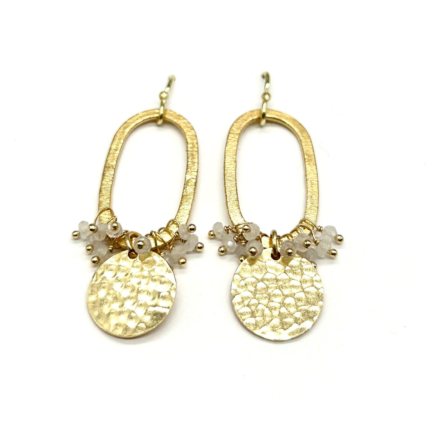 Hammered Oval Drop Earrings