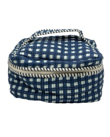 Gingham Trio Vanity Block Print Cosmetic Bags