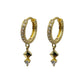 Gold Shape Drop Huggie With Cubic Zirconia