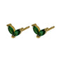 Gold Double Gem Stud With Green Cubic Zirconia