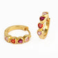 Gold Multi Pink CZ Heart Hoop Earrings