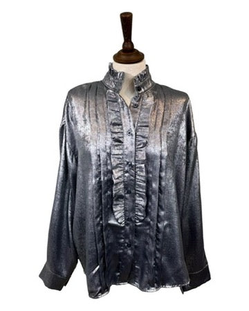 Livia Metallic Ruffle Blouse