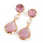Pink Stone Triple Drop Earrings