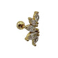Gold Fan Stud With Cubic Zirconia
