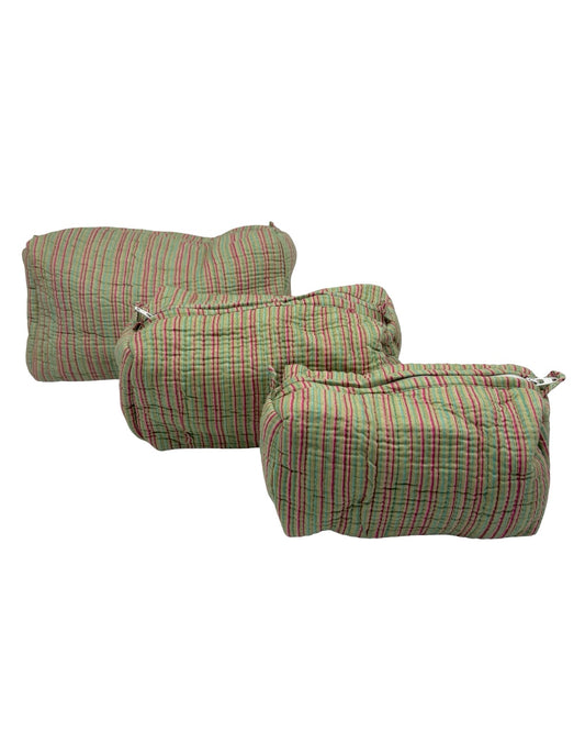 Stripe Block Print Trio Of Cosmetic Bags