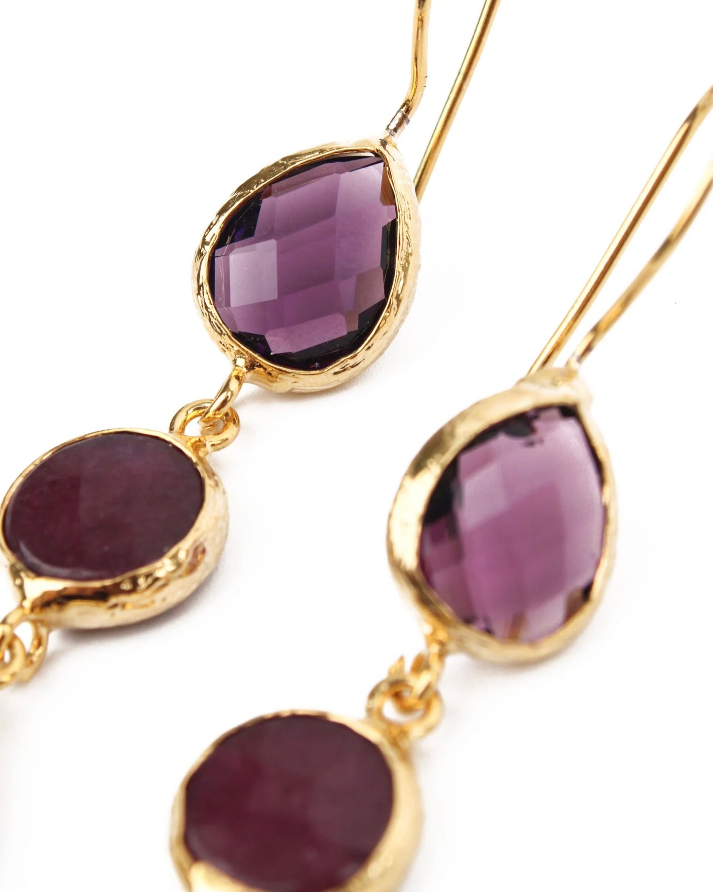 Burgundy Three Drop Earrings