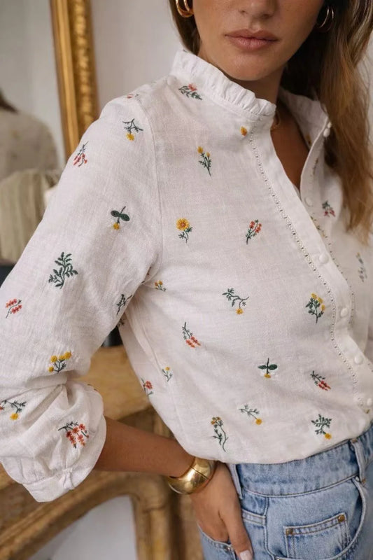 Adelaide Flower Embroidered Shirt
