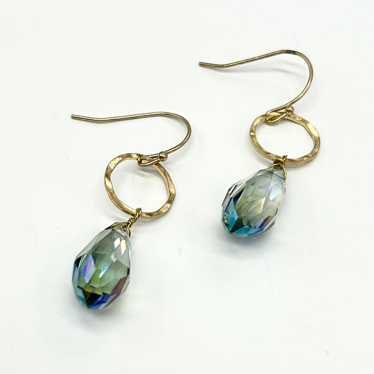 Teardrop Crystal With Ring Drop Earrings